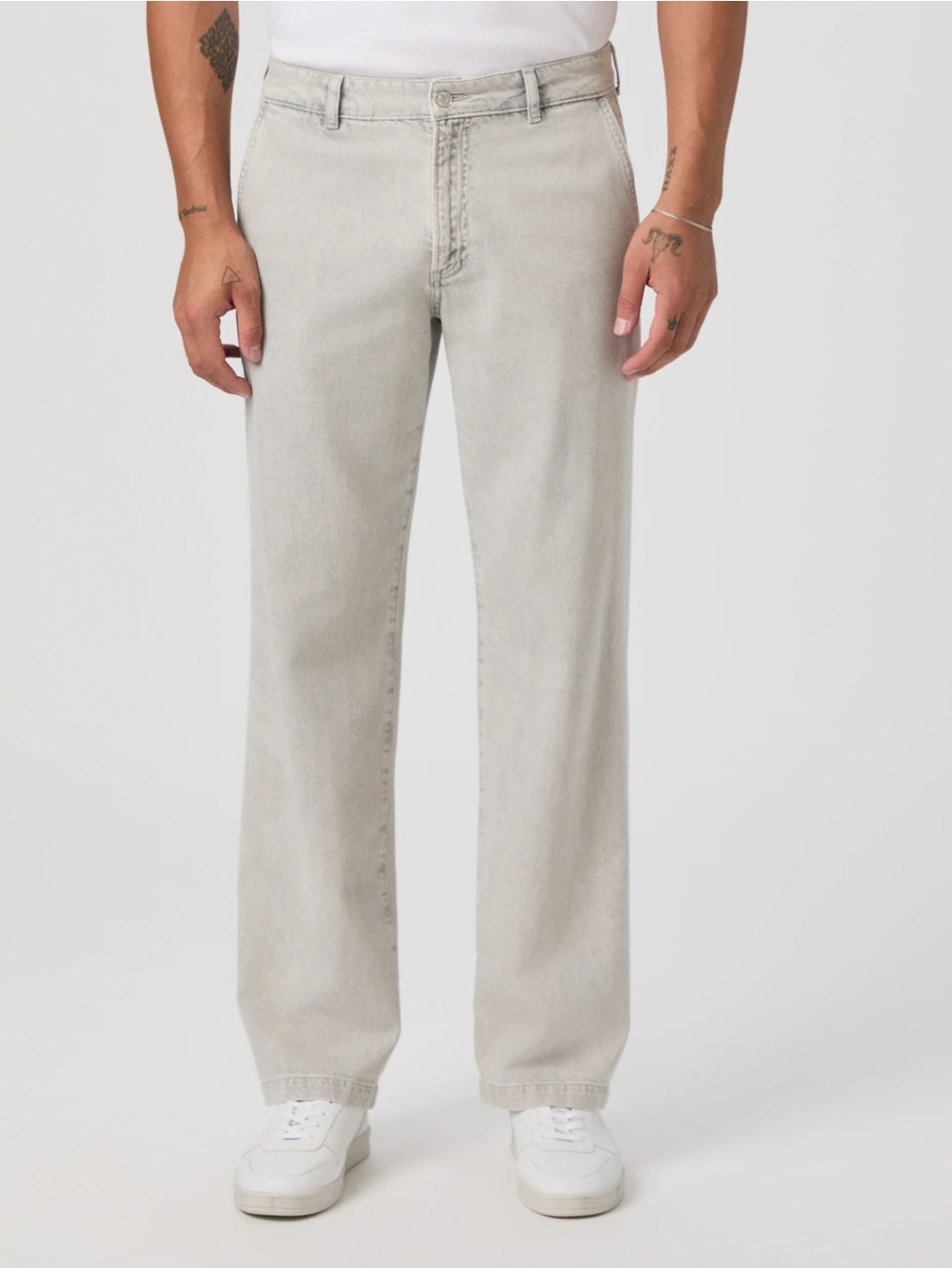 Men's Straight-Leg Jeans in Light Gray